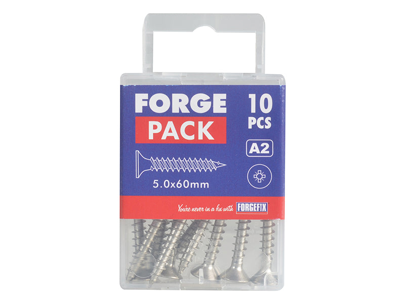 ForgeFix Multi-Purpose Pozi Compatible Screw CSK ST S/Steel 5.0 x 60mm Forge Pack 10 FORFPMP560S