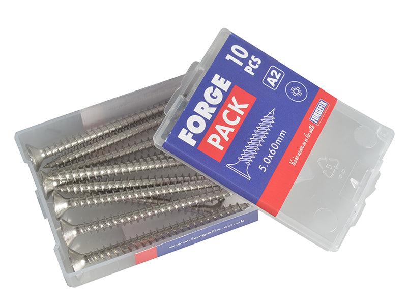 ForgeFix Multi-Purpose Pozi Compatible Screw CSK ST S/Steel 5.0 x 60mm Forge Pack 10 FORFPMP560S