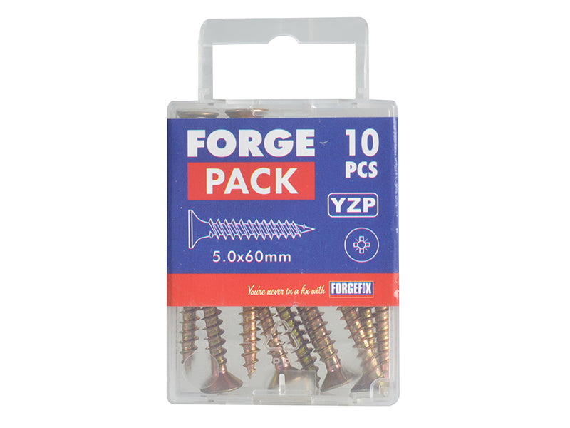 ForgeFix Multi-Purpose Pozi Compatible Screw CSK ST ZYP 5.0 x 60mm Forge Pack 10 FORFPMP560Y
