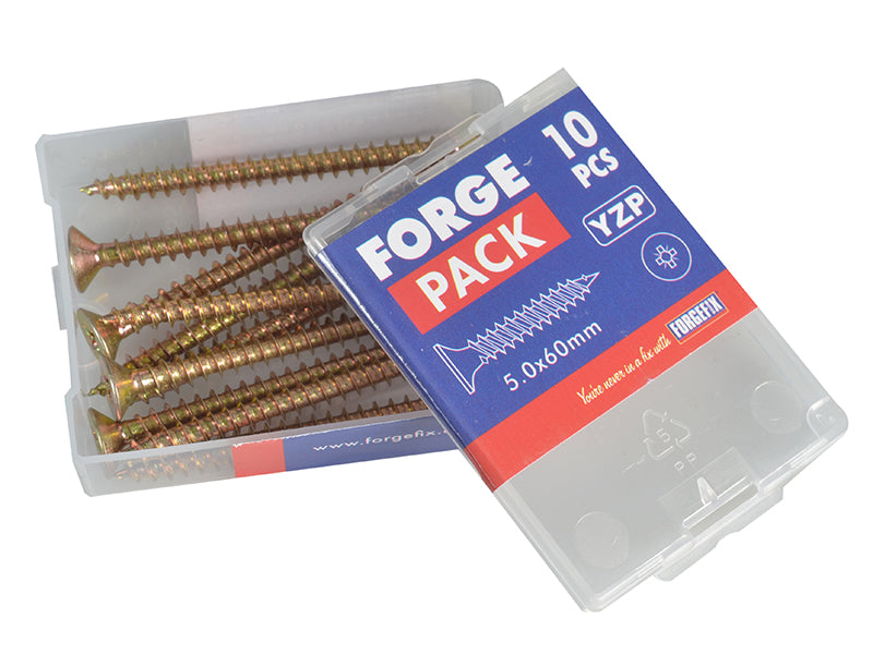 ForgeFix Multi-Purpose Pozi Compatible Screw CSK ST ZYP 5.0 x 60mm Forge Pack 10 FORFPMP560Y