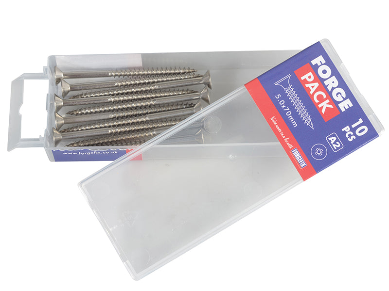 ForgeFix Multi-Purpose Pozi Compatible Screw CSK ST S/Steel 5.0 x 70mm Forge Pack 10 FORFPMP570S