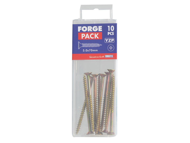 ForgeFix Multi-Purpose Pozi Compatible Screw CSK ST ZYP 5.0 x 70mm Forge Pack 10 FORFPMP570Y