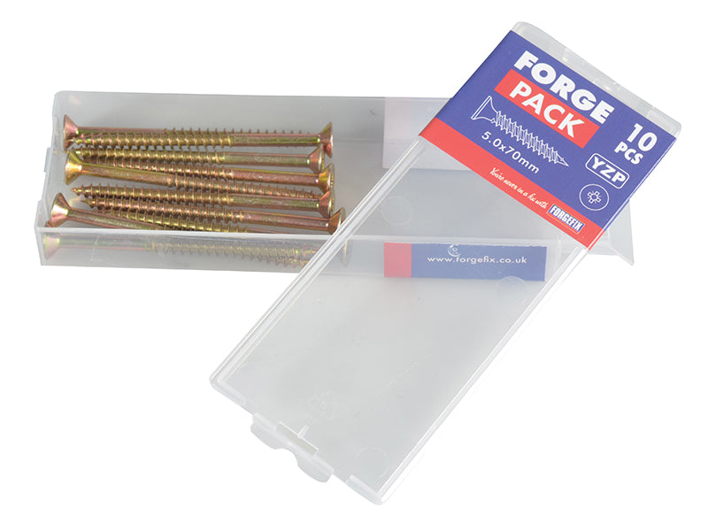 ForgeFix Multi-Purpose Pozi Compatible Screw CSK ST ZYP 5.0 x 70mm Forge Pack 10 FORFPMP570Y