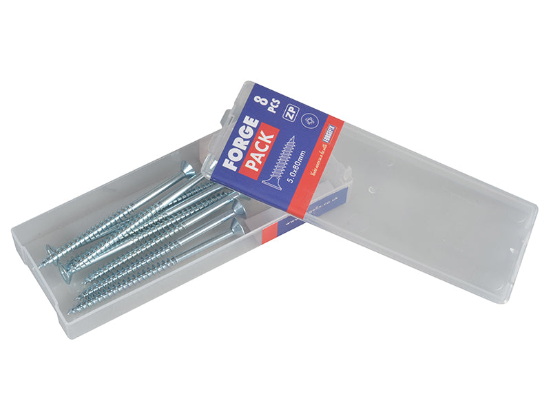 ForgeFix Multi-Purpose Pozi Compatible Screw CSK ST ZP 5.0 x 80mm Forge Pack 8 FORFPMP580Z