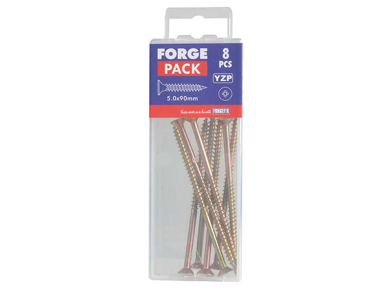 ForgeFix Multi-Purpose Pozi Compatible Screw CSK ST ZYP 5.0 x 90mm Forge Pack 8 FORFPMP590Y