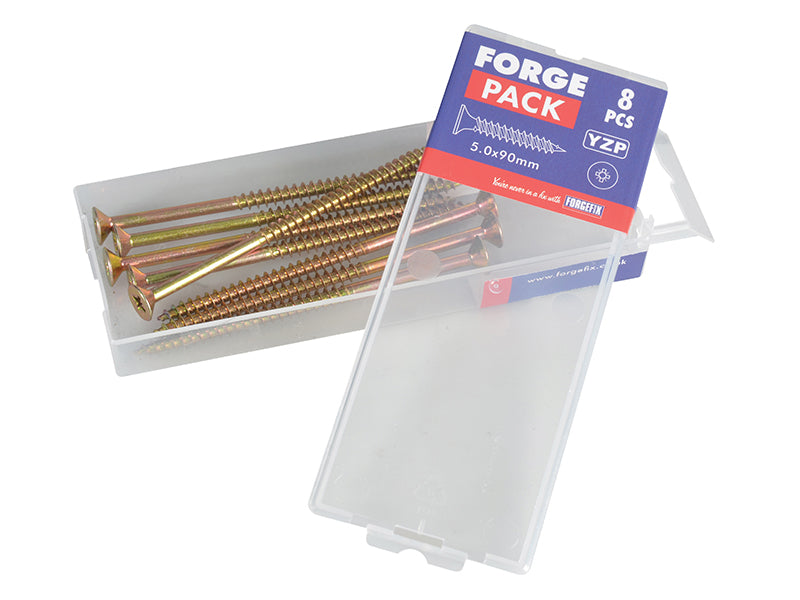 ForgeFix Multi-Purpose Pozi Compatible Screw CSK ST ZYP 5.0 x 90mm Forge Pack 8 FORFPMP590Y