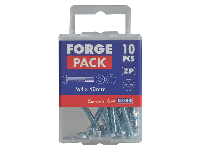 ForgeFix Machine Screw Pozi Compatible Pan Head ZP M4 x 40mm Forge Pack 10 FORFPMSPH440