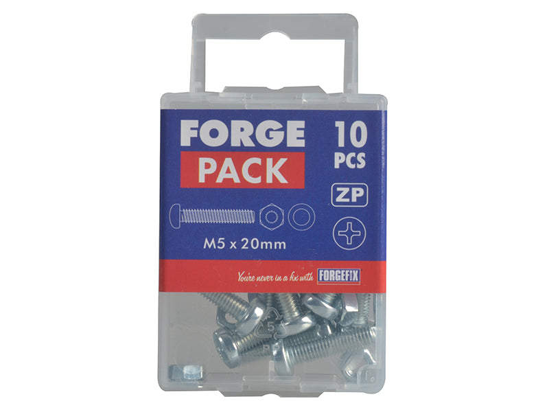 ForgeFix Machine Screw Pozi Compatible Pan Head ZP M5 x 20mm Forge Pack 10 FORFPMSPH520