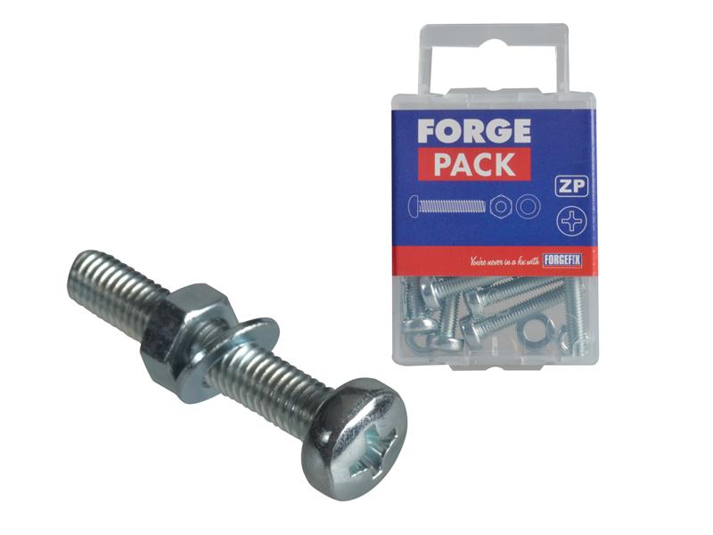 ForgeFix Machine Screw Pozi Compatible Pan Head ZP M5 x 30mm Forge Pack 8 FORFPMSPH530