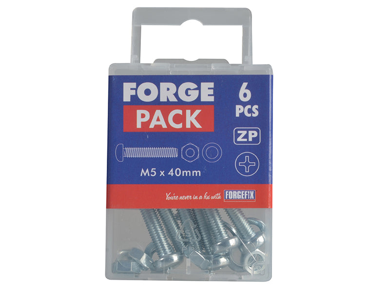 ForgeFix Machine Screw Pozi Compatible Pan Head ZP M5 x 40mm Forge Pack 6 FORFPMSPH540