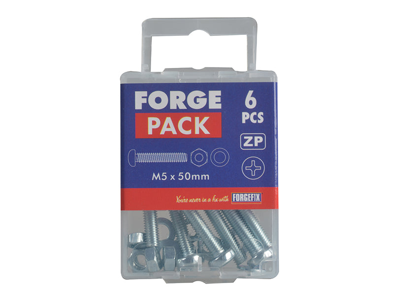 ForgeFix Machine Screw Pozi Compatible Pan Head ZP M5 x 50mm Forge Pack 6 FORFPMSPH550