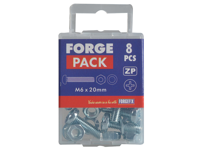 ForgeFix Machine Screw Pozi Compatible Pan Head ZP M6 x 20mm Forge Pack 8 FORFPMSPH620