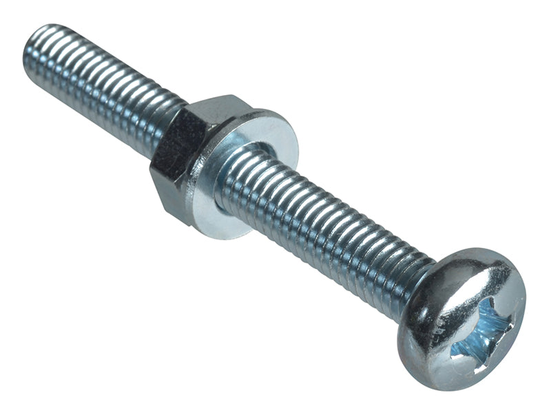 ForgeFix Machine Screw Pozi Compatible Pan Head ZP M6 x 50mm Forge Pack 4 FORFPMSPH650