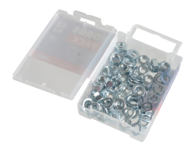 ForgeFix Hexagonal Nuts & Washers ZP M5 ForgePack 40 FORFPNUT5