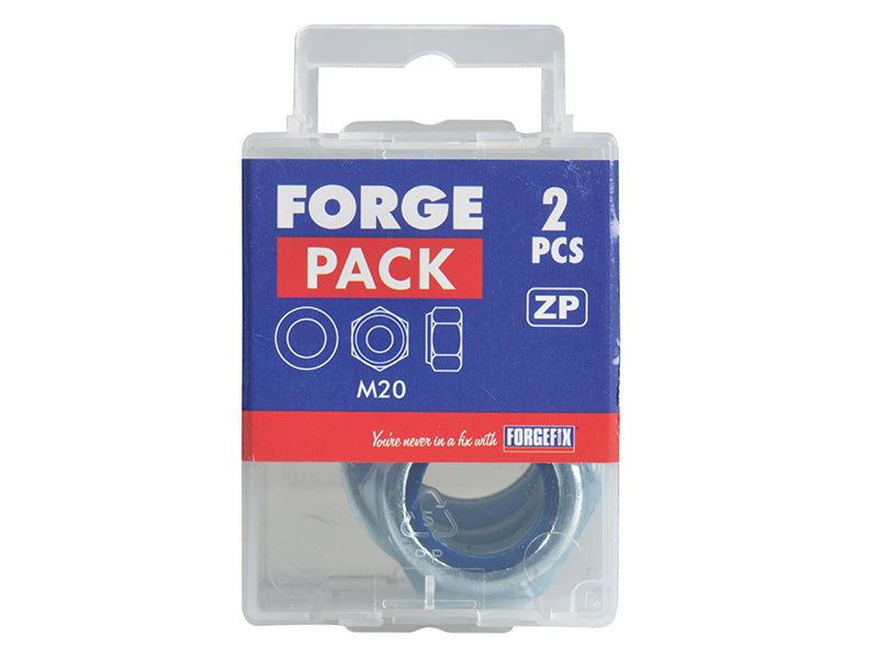 ForgeFix Nyloc Nuts & Washers Zinc Plated M20 ForgePack 2 FORFPNYL20