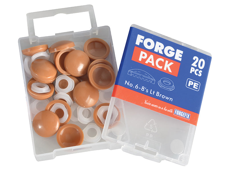 ForgeFix Domed Cover Cap Light Brown No. 6-8 Forge Pack 20 FORFPPDT4