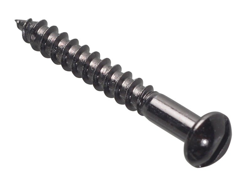 ForgeFix Wood Screw Slotted Round Head ST Black Japanned 1.1/2in x 10 Forge Pack 8 FORFPR11210J