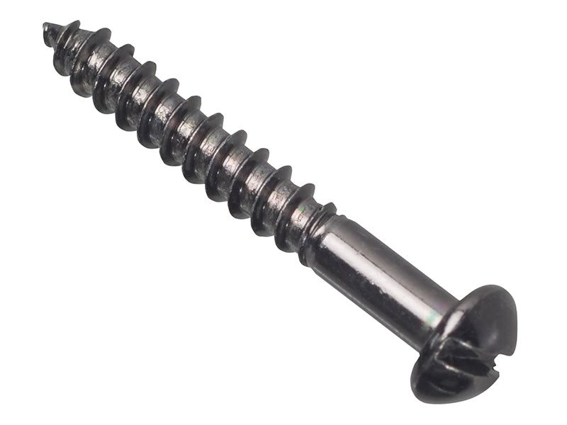 ForgeFix Wood Screw Slotted Round Head ST Black Japanned 1.1/4in x 8 Forge Pack 12 FORFPR1148J