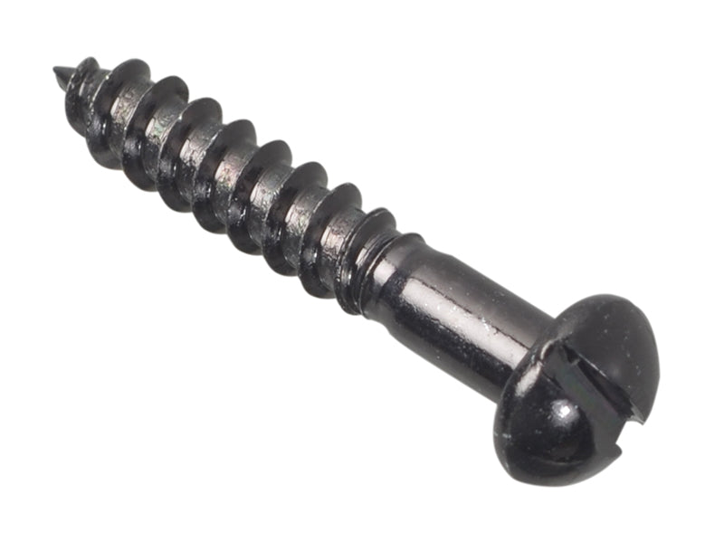 ForgeFix Wood Screw Slotted Round Head ST Black Japanned 1in x 8 Forge Pack 20 FORFPR18J