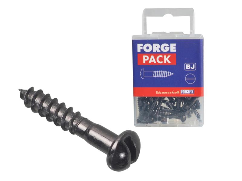 ForgeFix Wood Screw Slotted Round Head ST Black Japanned 3/4in x 6 Forge Pack 40 FORFPR346J