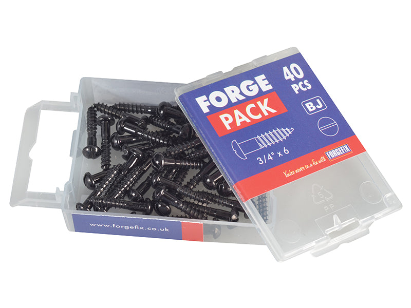 ForgeFix Wood Screw Slotted Round Head ST Black Japanned 3/4in x 6 Forge Pack 40 FORFPR346J