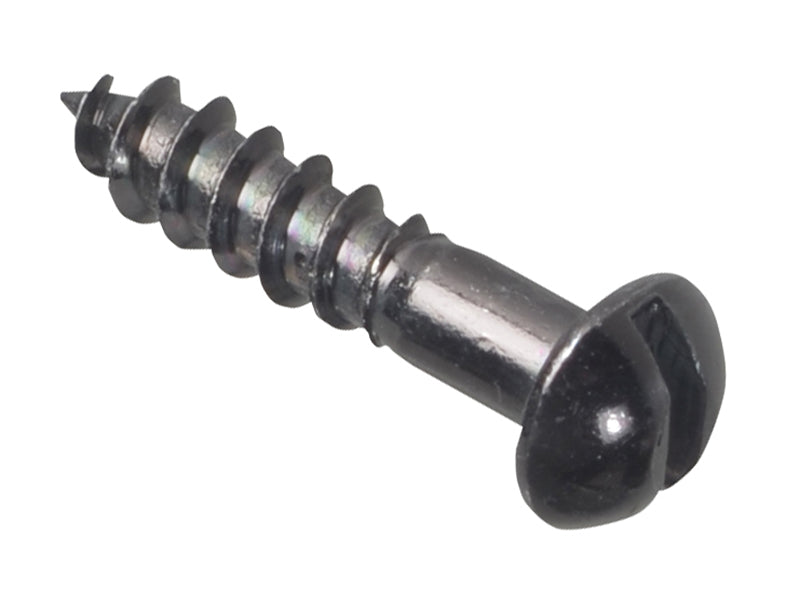 ForgeFix Wood Screw Slotted Round Head ST Black Japanned 3/4in x 8 Forge Pack 25 FORFPR348J