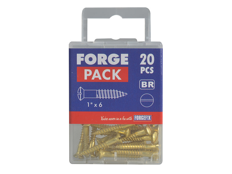 ForgeFix Wood Screw Slotted Raised Head ST Solid Brass 1.1/2 x 8in Forge Pack 10 FORFPRH1128B