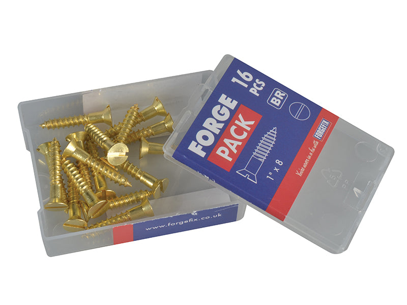 ForgeFix Wood Screw Slotted Raised Head ST Solid Brass 1in x 8 Forge Pack 16 FORFPRA18B