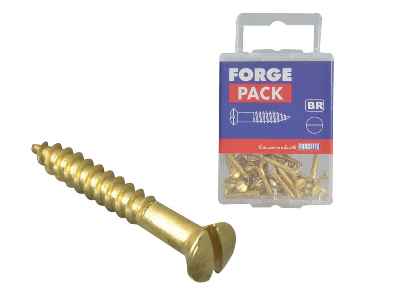 ForgeFix Wood Screw Slotted Raised Head ST Solid Brass 5/8in x 4 Forge Pack 40 FORFPRA584B
