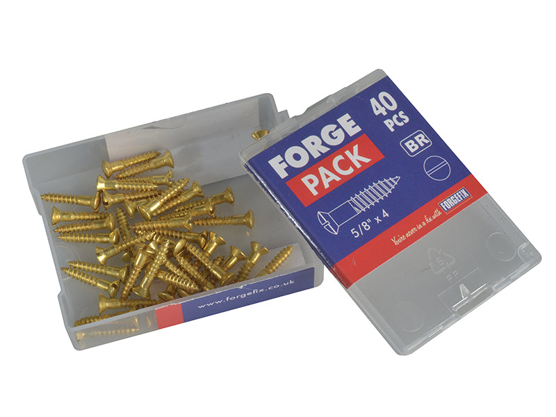 ForgeFix Wood Screw Slotted Raised Head ST Solid Brass 5/8in x 4 Forge Pack 40 FORFPRA584B