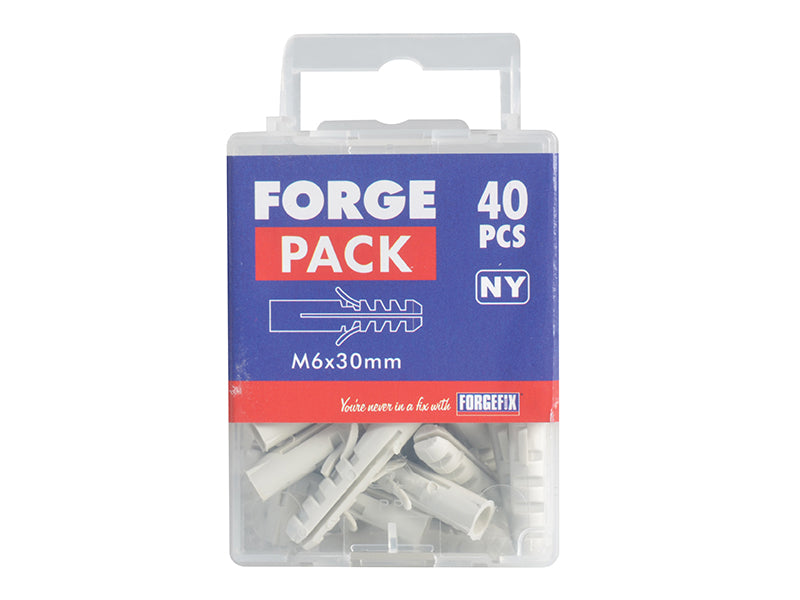 ForgeFix Nylon Expansion Wall Plug Rimless M6 x 30mm Forge Pack 40 FORFPRIM630