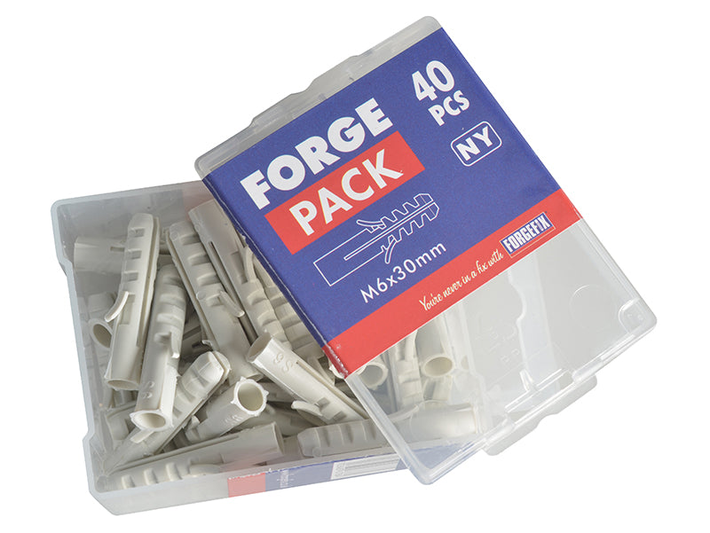 ForgeFix Nylon Expansion Wall Plug Rimless M6 x 30mm Forge Pack 40 FORFPRIM630