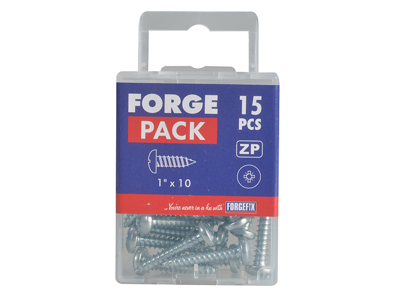 ForgeFix Self-Tapping Screw Pozi Compatible Pan Head ZP 1in x 10 ForgePack 15 FORFPS110Z