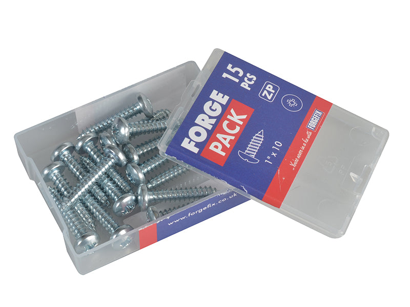 ForgeFix Self-Tapping Screw Pozi Compatible Pan Head ZP 1in x 10 ForgePack 15 FORFPS110Z