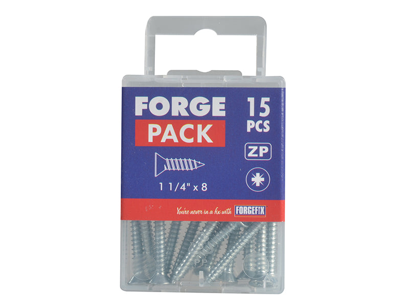 ForgeFix Self-Tapping Screw Pozi Compatible Pan Head ZP 1.1/4in x 8 ForgePack 20 FORFPS1148Z