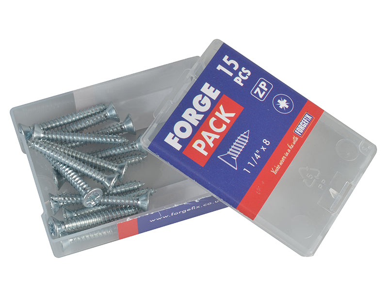 ForgeFix Self-Tapping Screw Pozi Compatible Pan Head ZP 1.1/4in x 8 ForgePack 20 FORFPS1148Z
