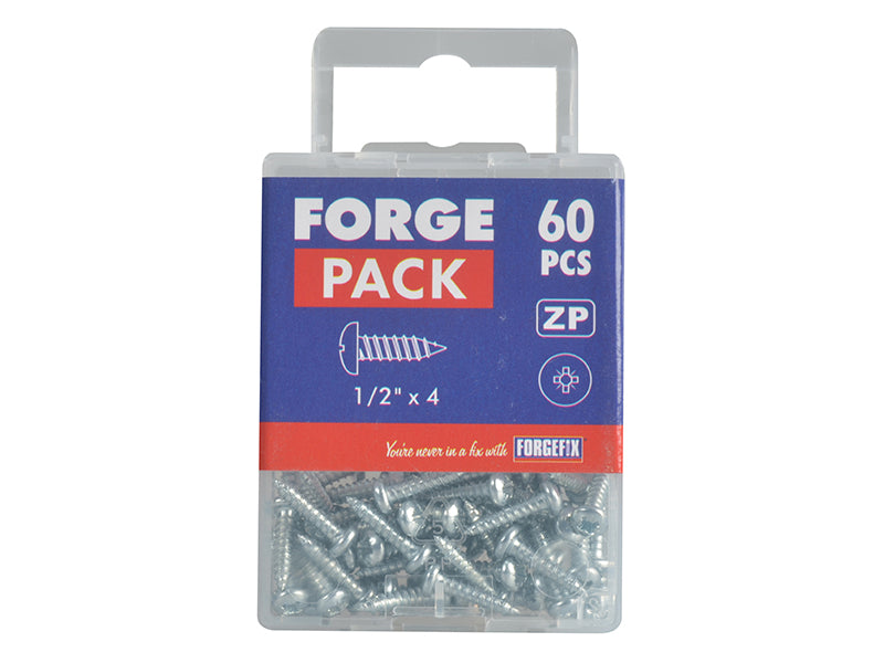 ForgeFix Self-Tapping Screw Pozi Compatible Pan Head ZP 1/2in x 4 ForgePack 60 FORFPS124Z