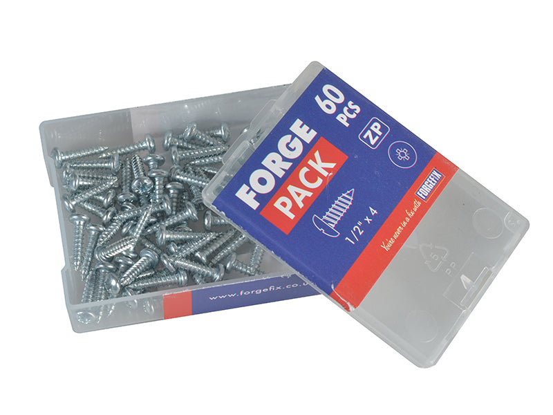 ForgeFix Self-Tapping Screw Pozi Compatible Pan Head ZP 1/2in x 4 ForgePack 60 FORFPS124Z