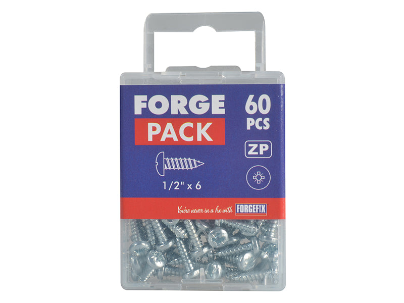 ForgeFix Self-Tapping Screw Pozi Compatible Pan Head ZP 1/2in x 6 ForgePack 60 FORFPS126Z