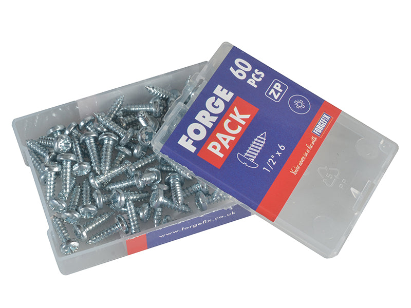 ForgeFix Self-Tapping Screw Pozi Compatible Pan Head ZP 1/2in x 6 ForgePack 60 FORFPS126Z
