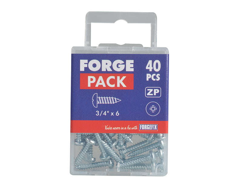 ForgeFix Self-Tapping Screw Pozi Compatible Pan Head ZP 3/4in x 6 ForgePack 40 FORFPS346Z