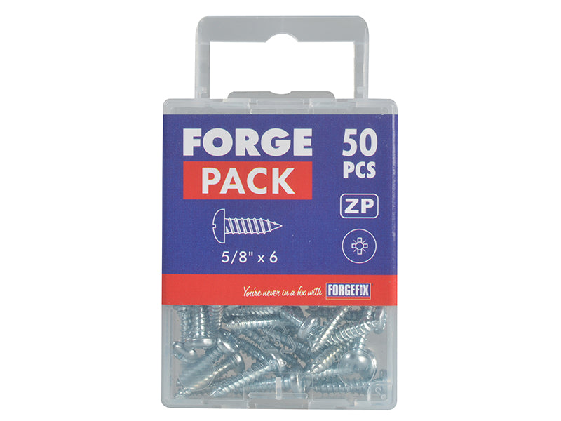 ForgeFix Self-Tapping Screw Pozi Compatible Pan Head ZP 5/8in x 6 ForgePack 50 FORFPS586Z