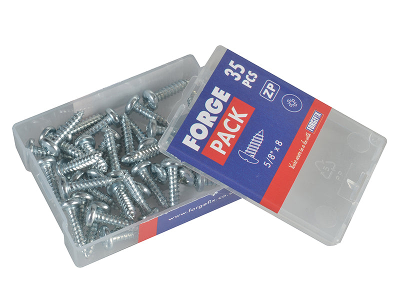 ForgeFix Self-Tapping Screw Pozi Compatible Pan Head ZP 5/8in x 8 ForgePack 35 FORFPS588Z