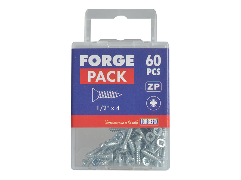 ForgeFix Self-Tapping Screw Pozi Compatible CSK ZP 1/2in x 4 ForgePack 60 FORFPSC124Z