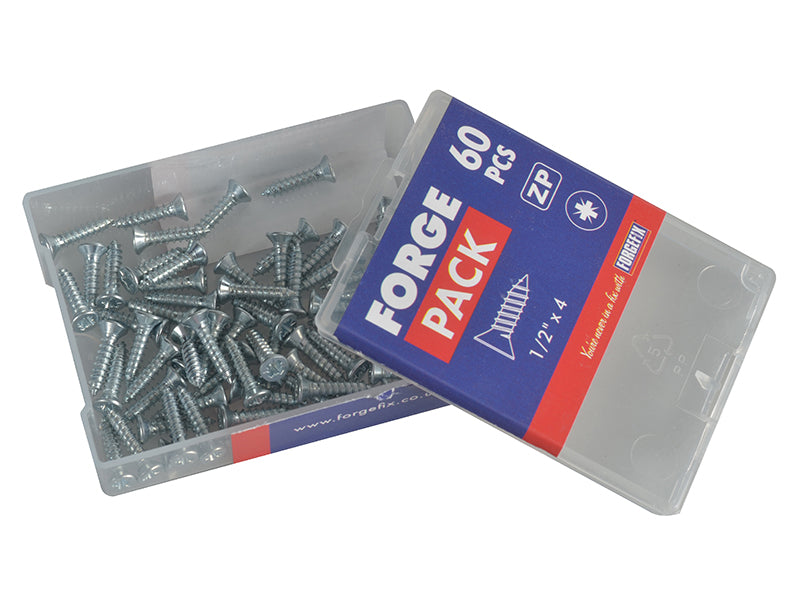 ForgeFix Self-Tapping Screw Pozi Compatible CSK ZP 1/2in x 4 ForgePack 60 FORFPSC124Z
