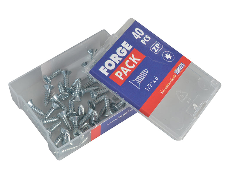 ForgeFix Self-Tapping Screw Pozi Compatible CSK ZP 1/2in x 6 ForgePack 40 FORFPSC126Z