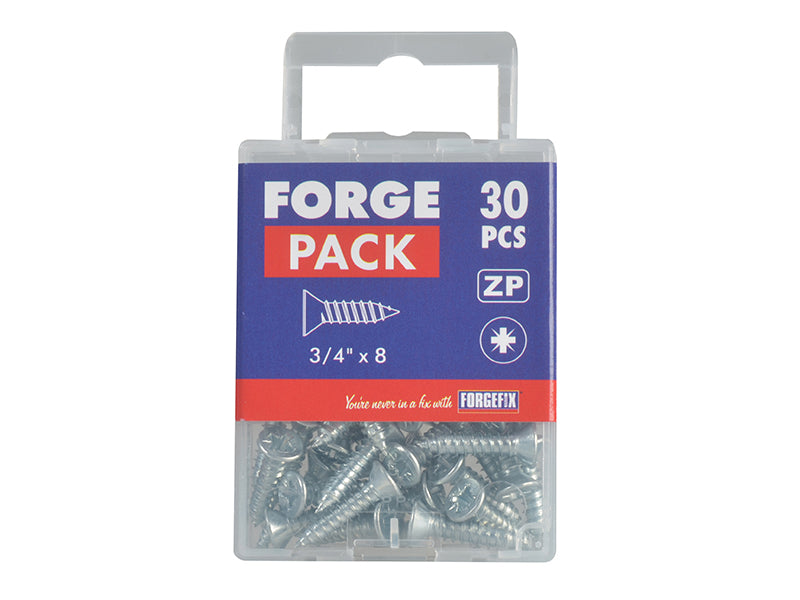 ForgeFix Self-Tapping Screw Pozi Compatible CSK ZP 3/4in x 8 ForgePack 30 FORFPSC348Z