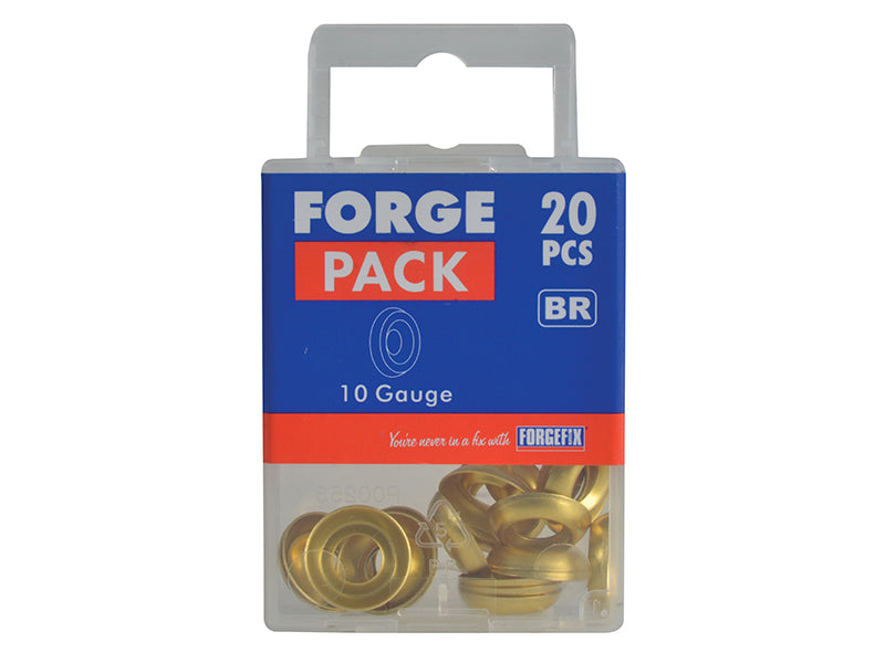 ForgeFix Screw Cup Washers Brass No.10 Forge Pack 20 FORFPSCW10B