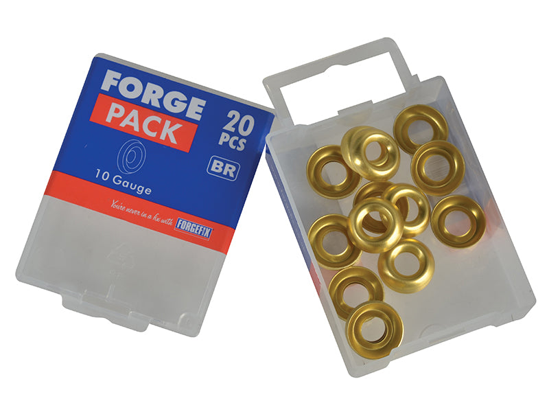 ForgeFix Screw Cup Washers Brass No.10 Forge Pack 20 FORFPSCW10B
