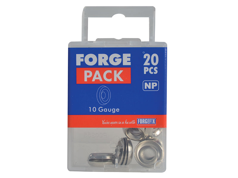 ForgeFix Screw Cup Washers Nickle Plated No.10 Forge Pack 20 FORFPSCW10N